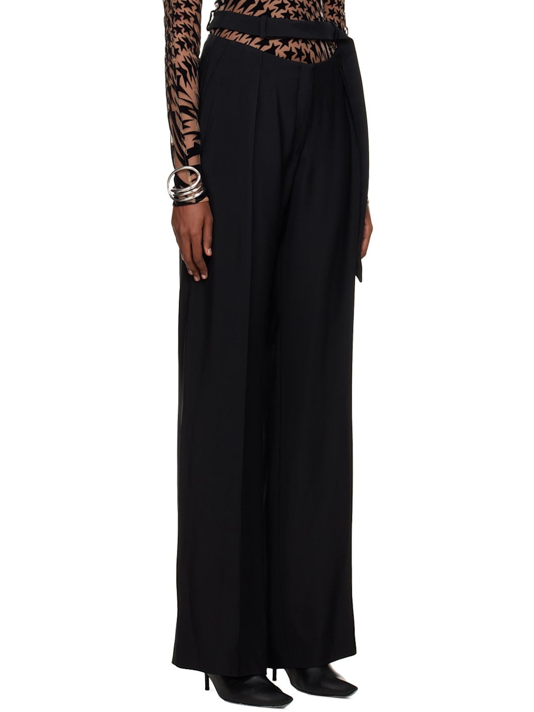 Black Fluid Trousers - 2