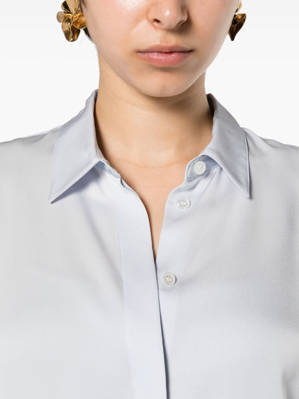 classic-collar silk shirt - 5