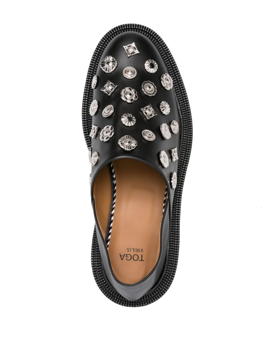 stud-embellished leather loafers - 4