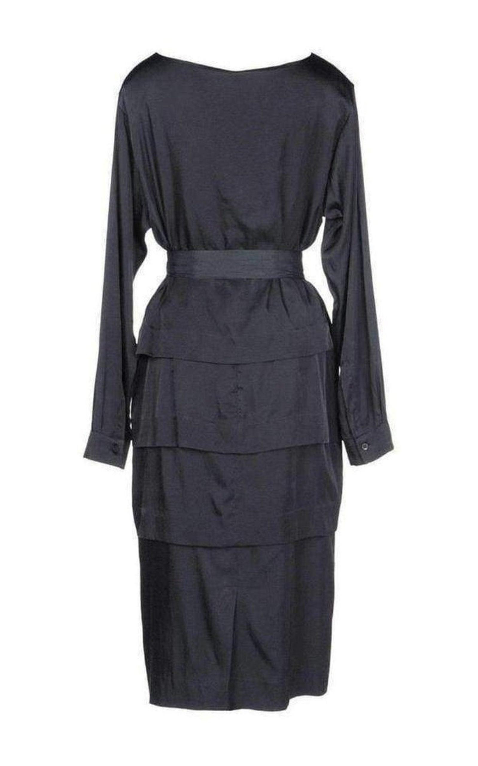 Navy Cotton Blend Layered Dress - 4