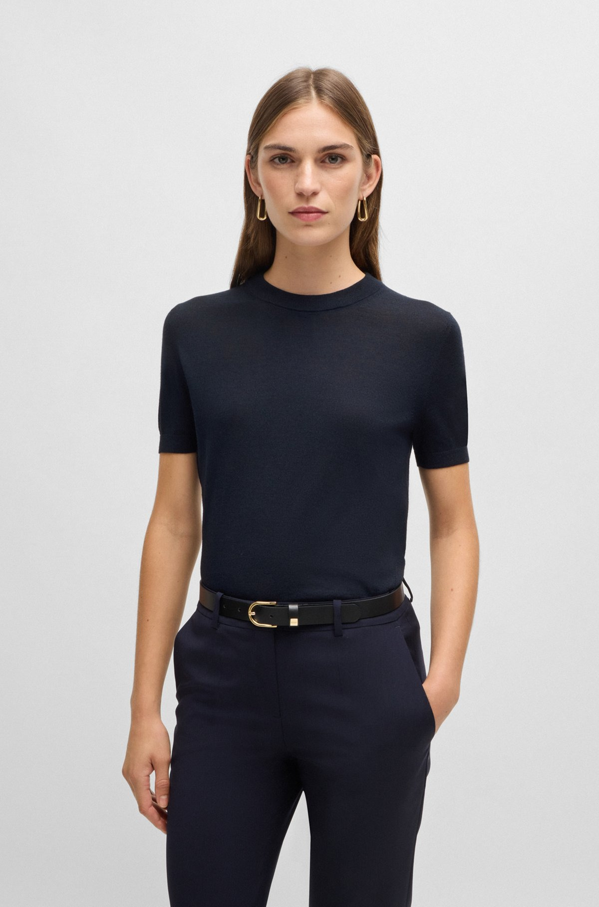SHORT-SLEEVED SWEATER IN MERINO WOOL - 2