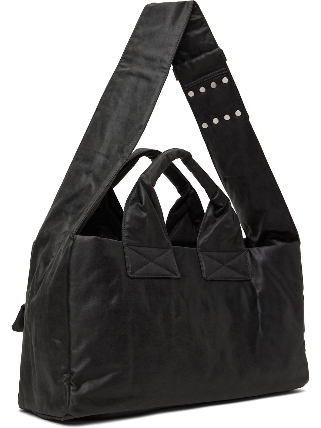 OPEN YY Black Oil Skin Venti Satchel | REVERSIBLE