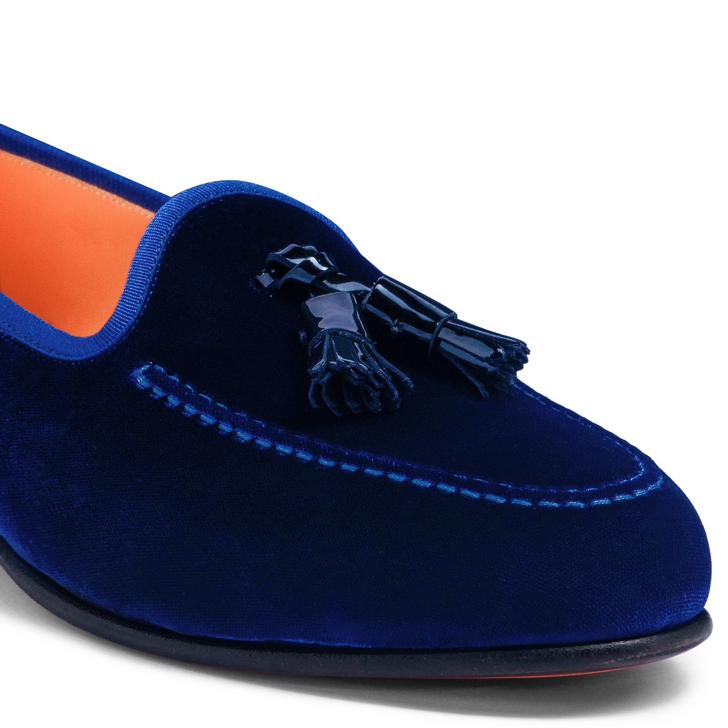Men’s blue velvet Andrea tassel loafer - 5
