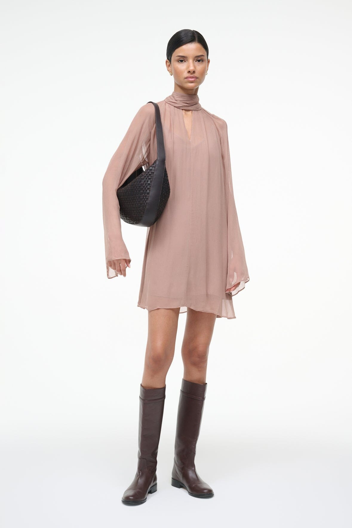 STAUD ESTHER MINI DRESS TAUPE - 5