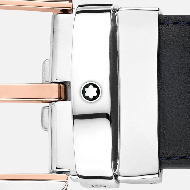 Horseshoe buckle blue 35 mm leather belt 3