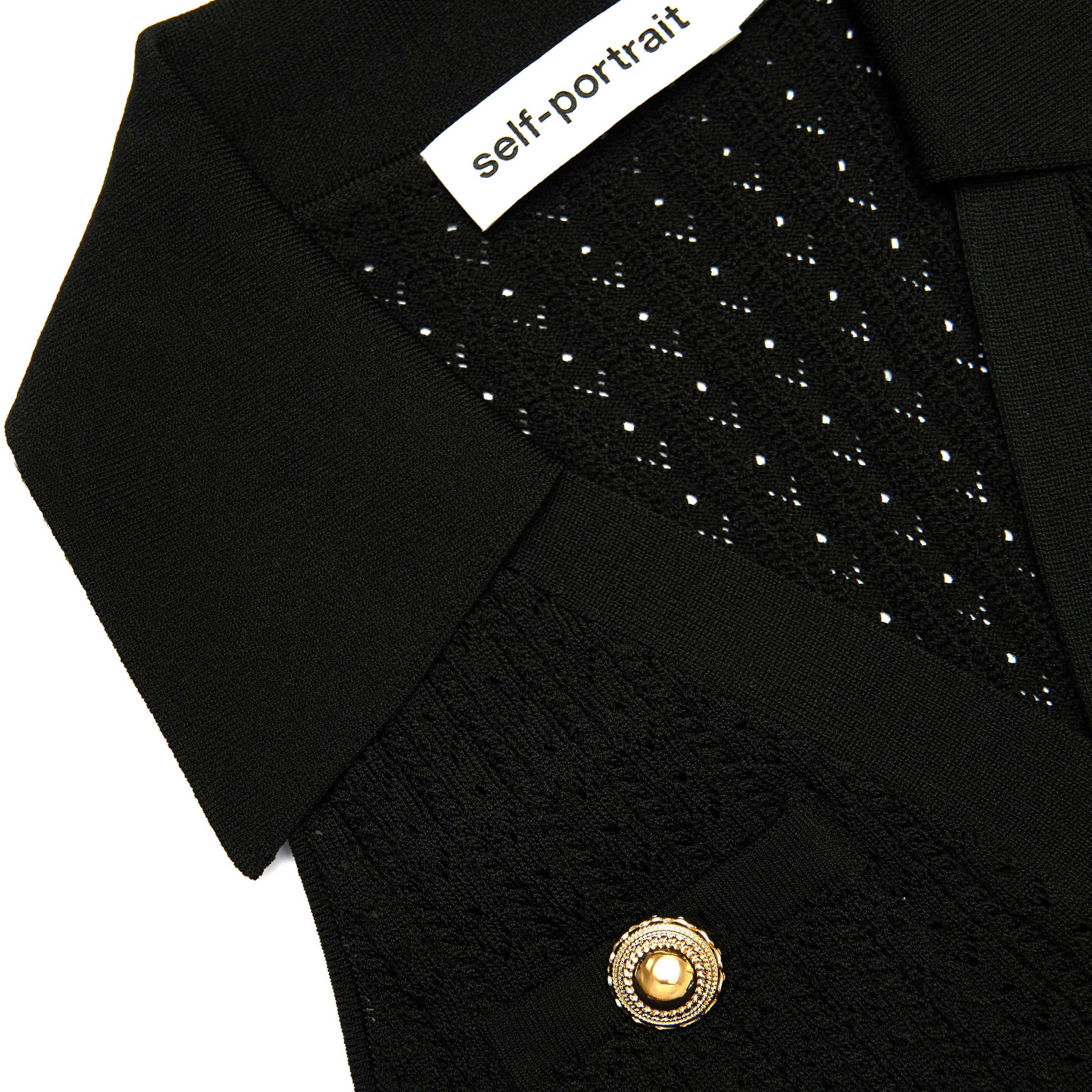 Black Pointelle Knit Mini Dress - 5