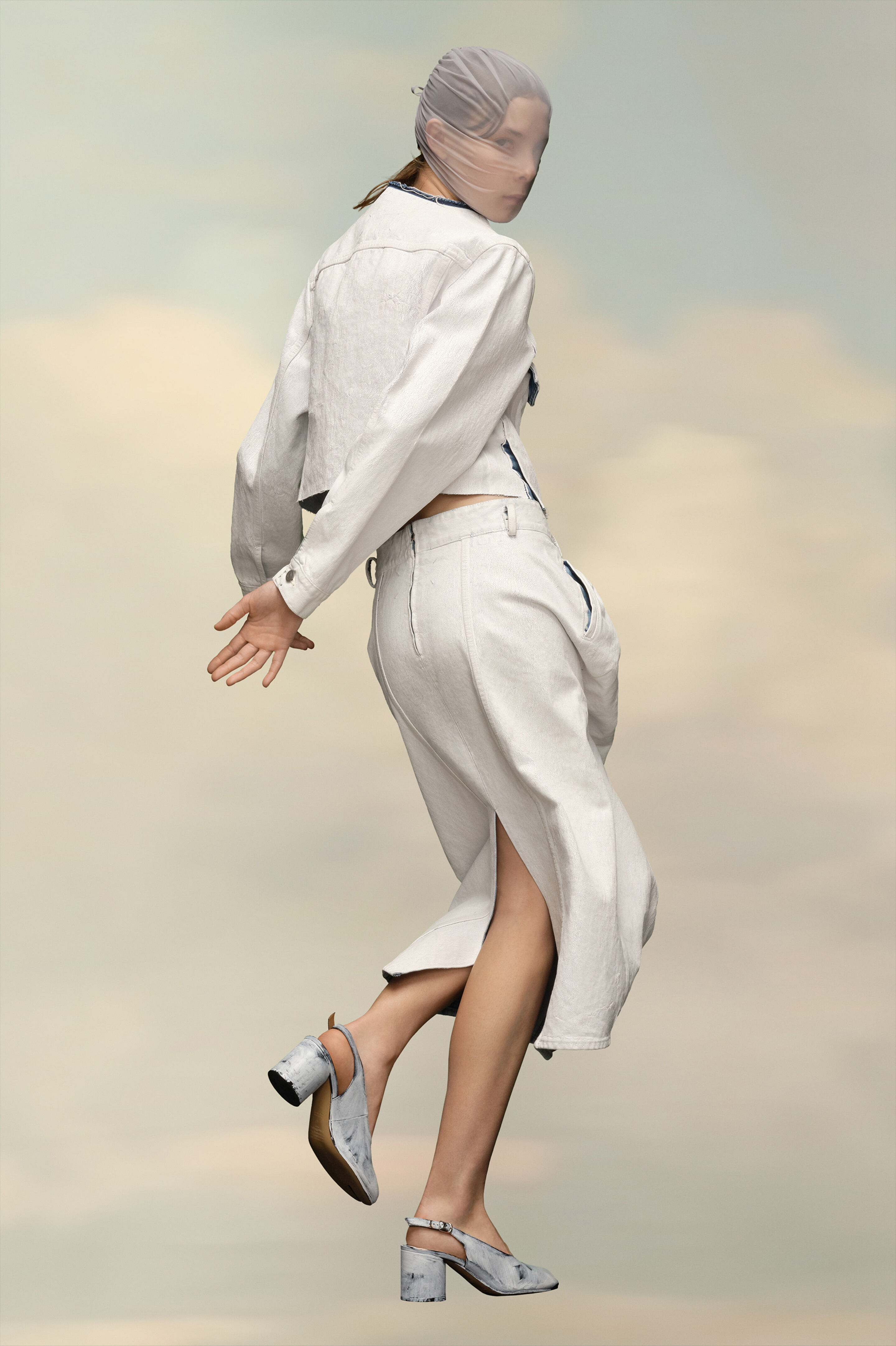 Cropped Collarless Denim Jacket - 5
