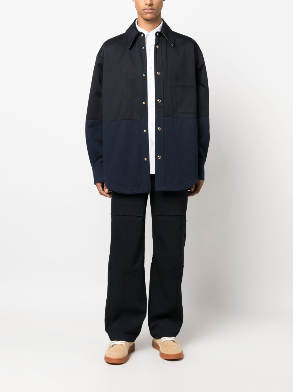 two-tone cotton-gabardine jacket - 2