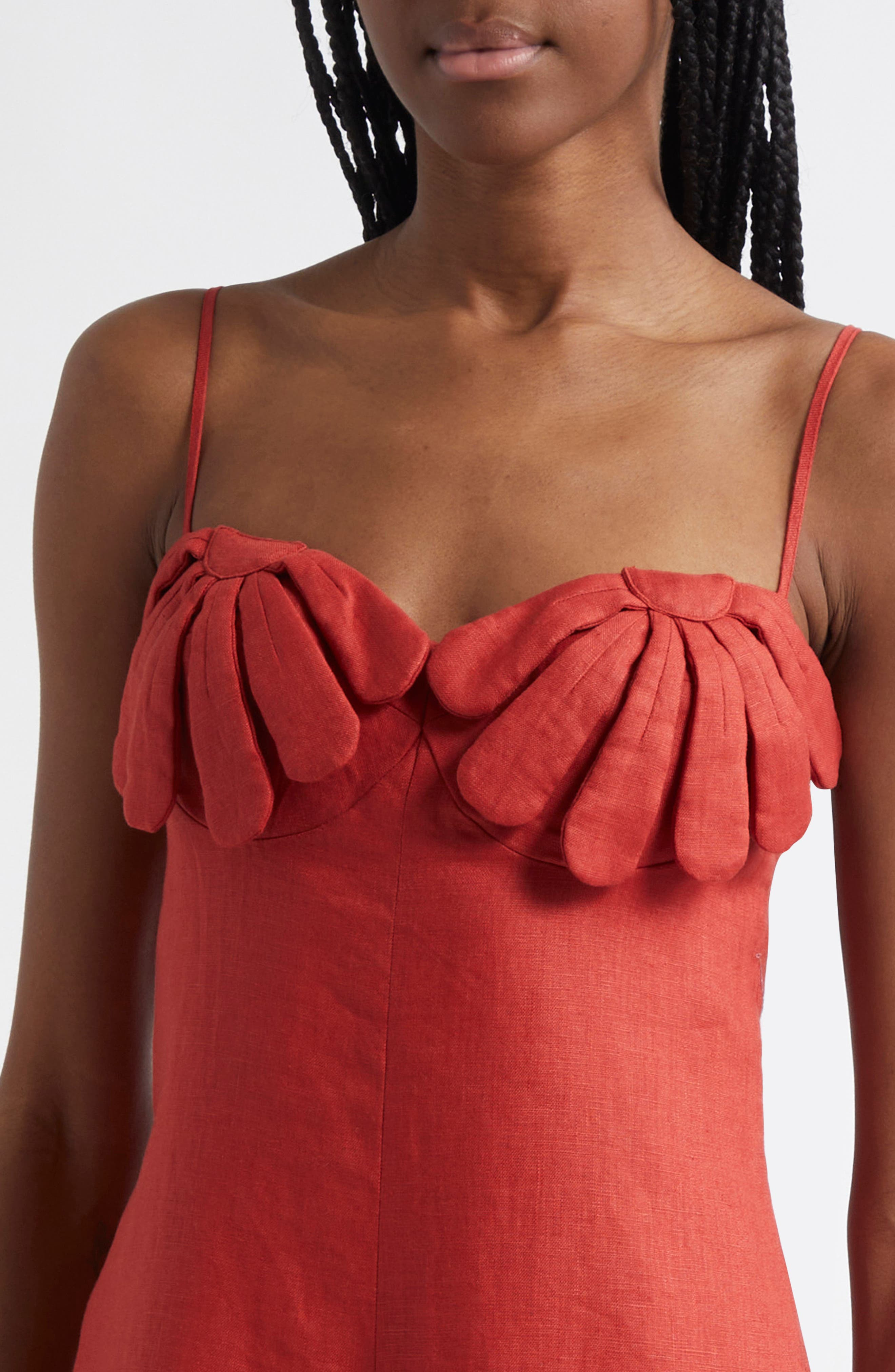 FARM Rio Red Petals Cup Wide Leg Linen Jumpsuit at Nordstrom - 4