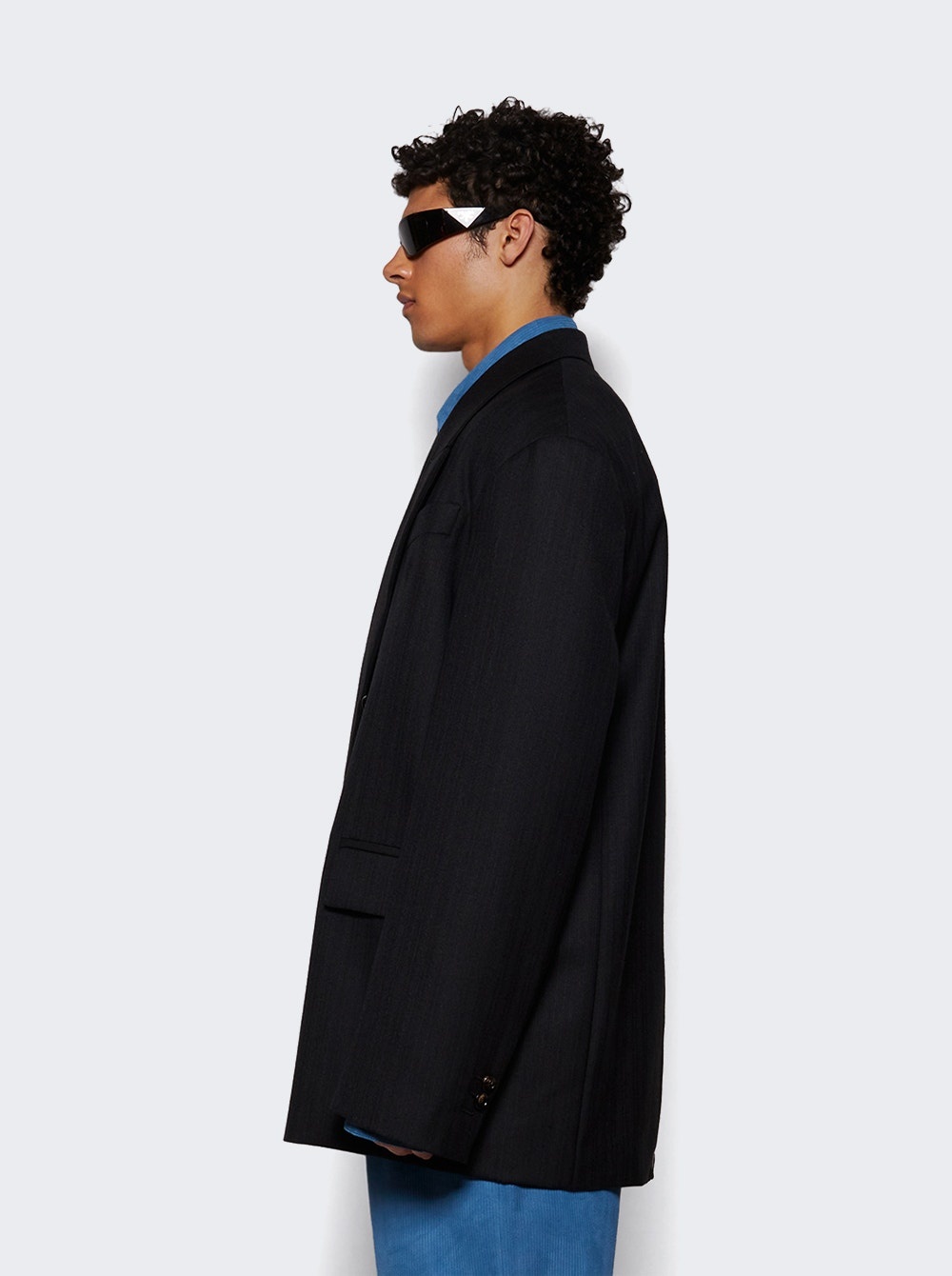 Double Breasted Jacket Black An Dark Blue - 4