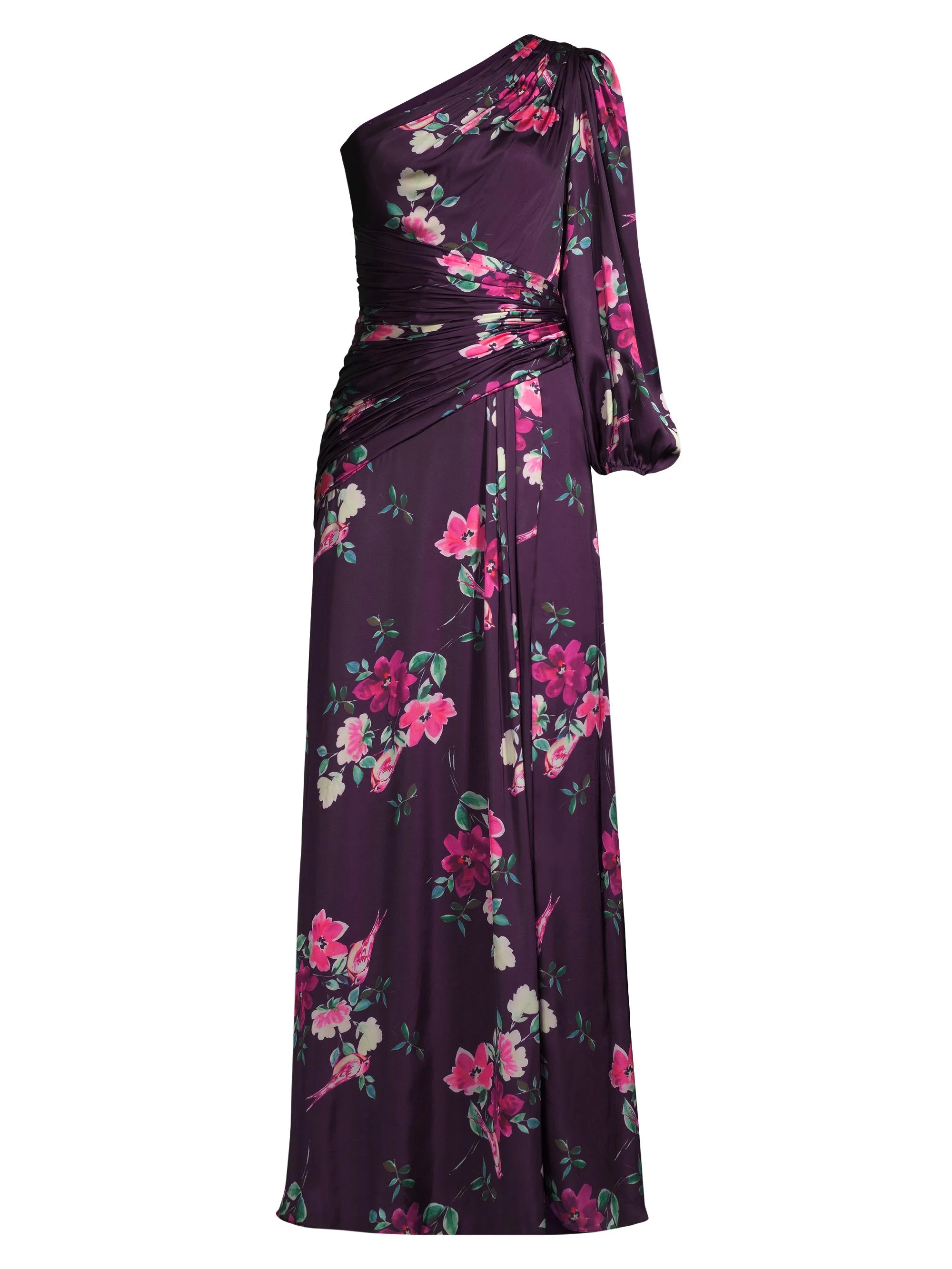 Women's leena Floral One-Shoulder Gown - Plum Floral - 1