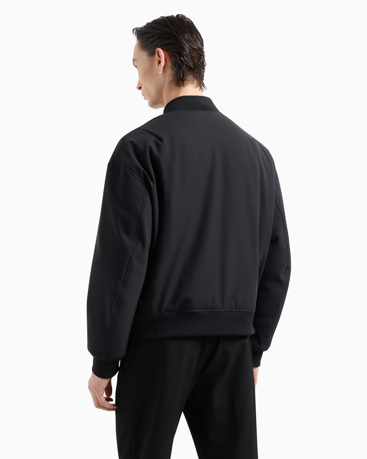 Zipped bomber jacket in technical stretch nylon - 3