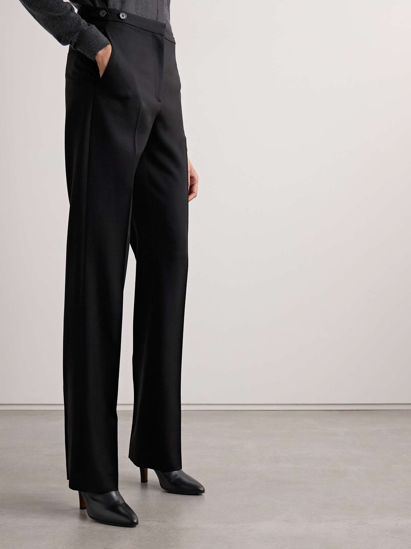 Jesse wool and silk-blend straight-leg pants Black - 3