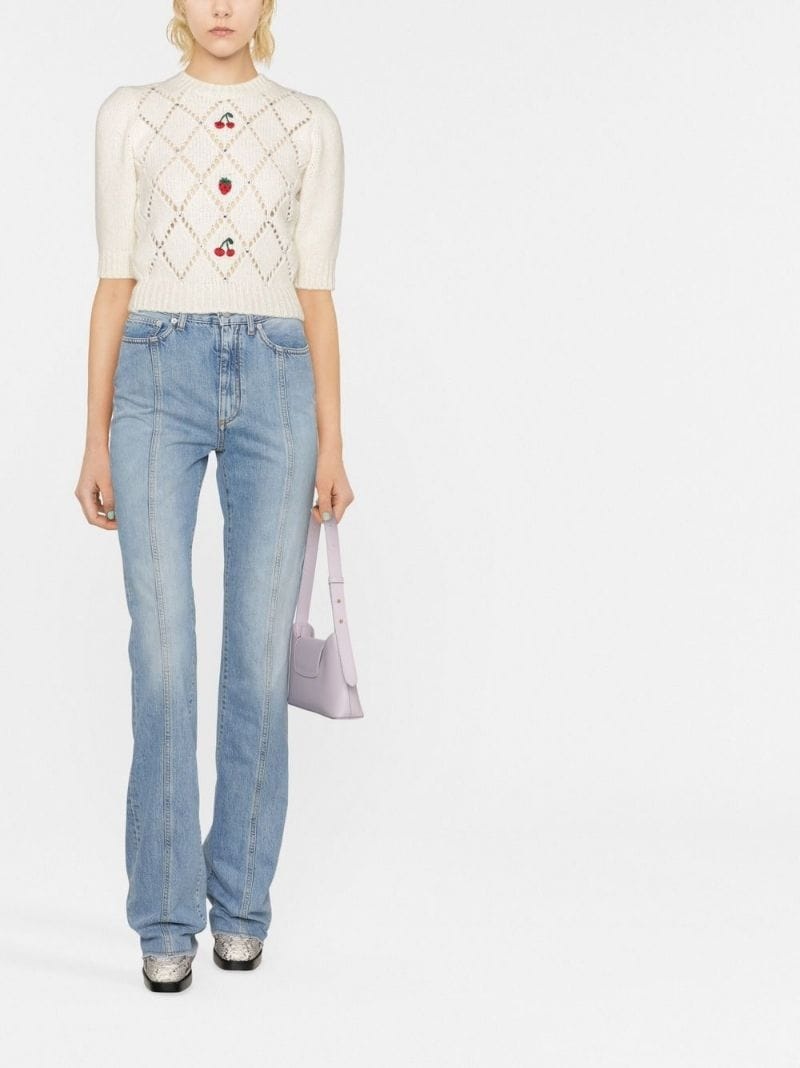 fruit-embroidered pointelle knit jumper - 2