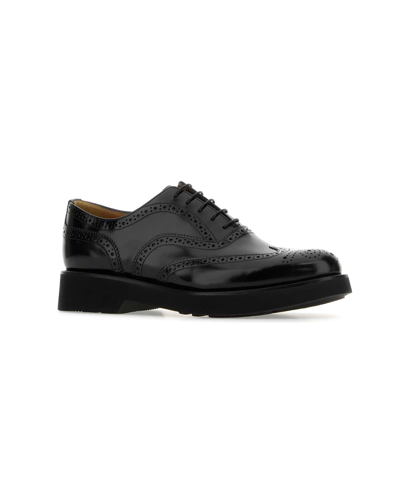 Black Leather Burwood Lace-up Shoes - 2