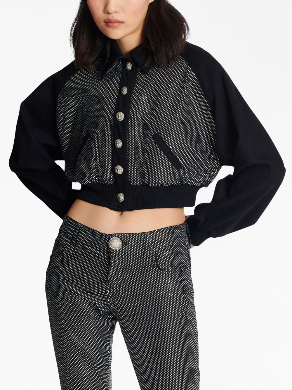 logo-embellished cropped jacket - 5