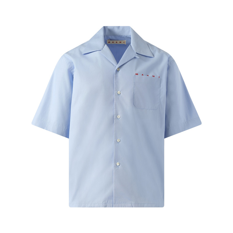 Marni Logo Bowling Shirt in Iris Blue outlook