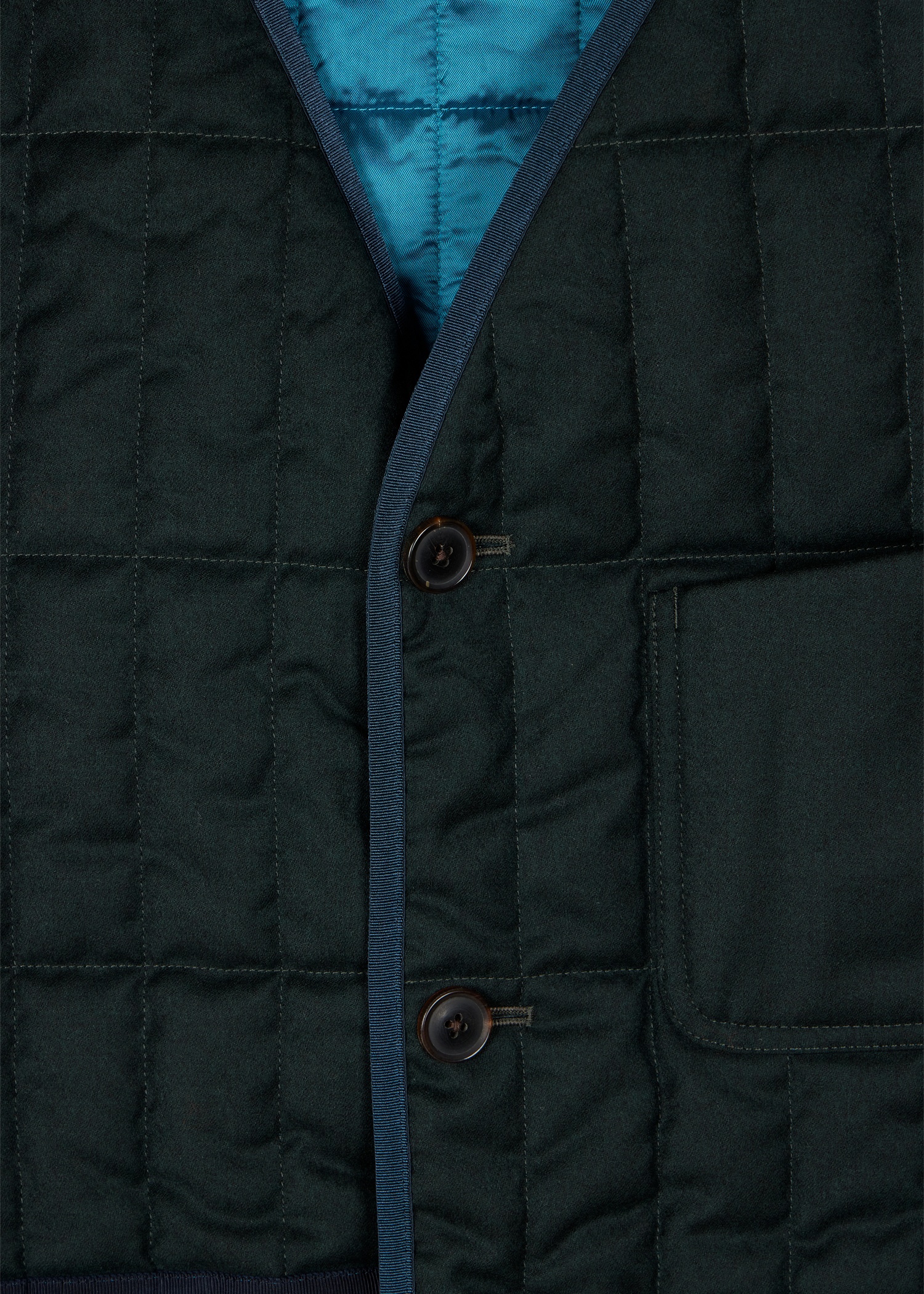Forest Green Wool-Cashmere Flannel Quilted Gilet - 3