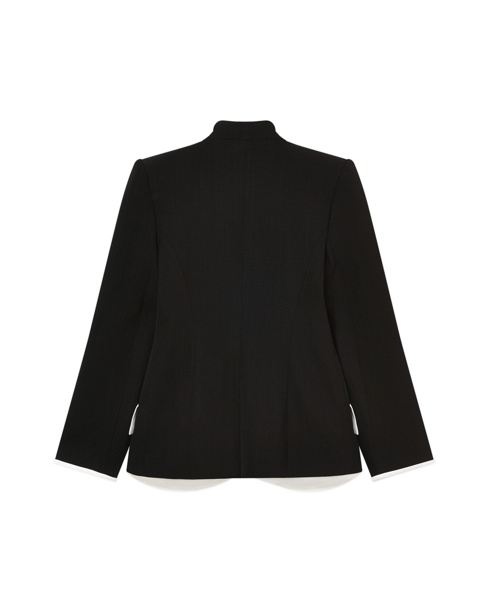 Black Curved Tailored Jacket - 2