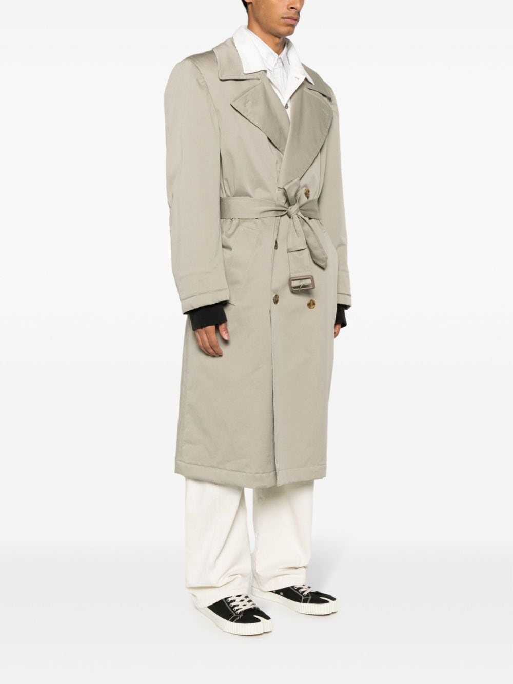 belted double-breasted coat - 3