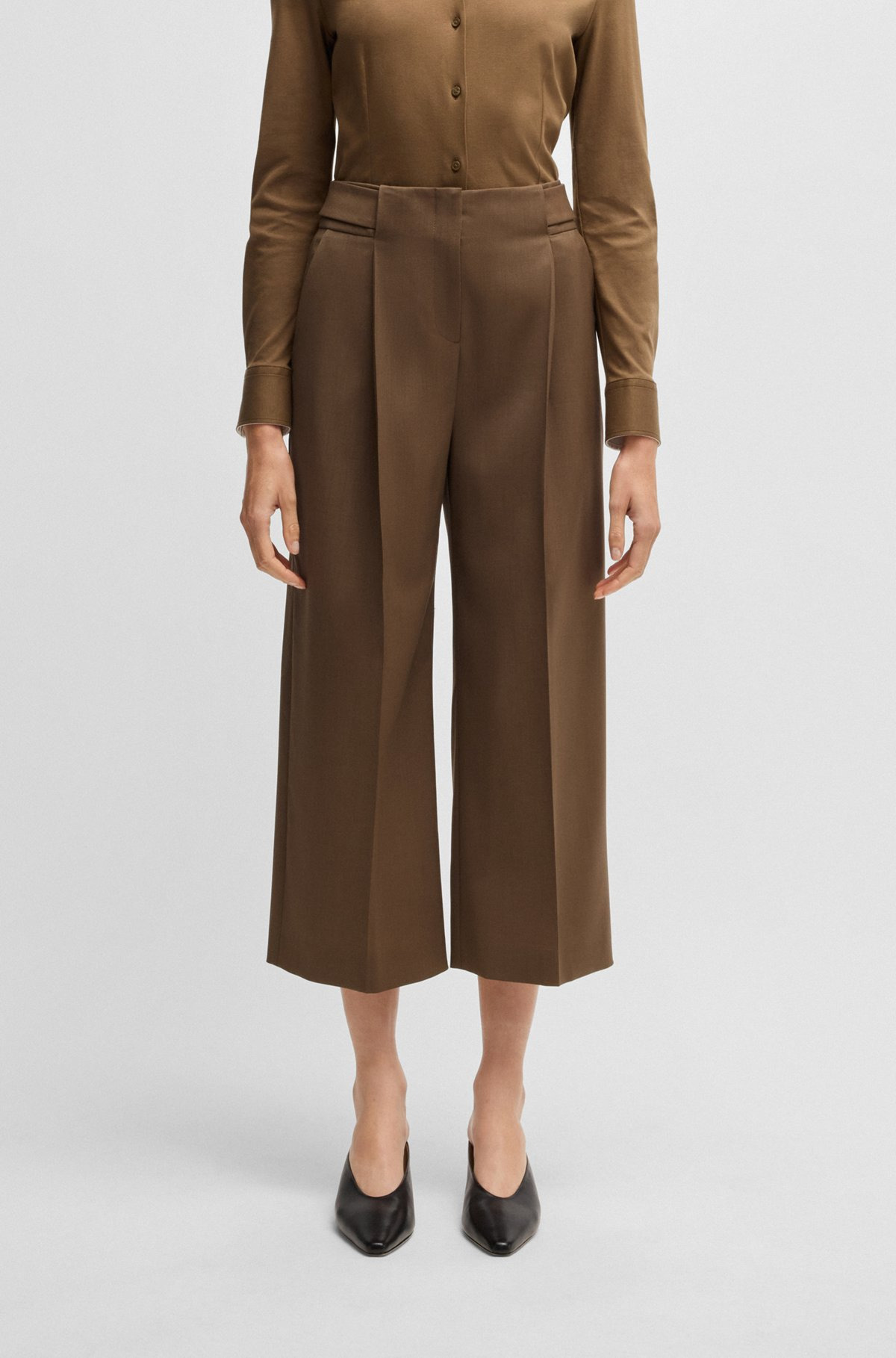 REGULAR-FIT HIGH-WAISTED TROUSERS IN WOOL - 2