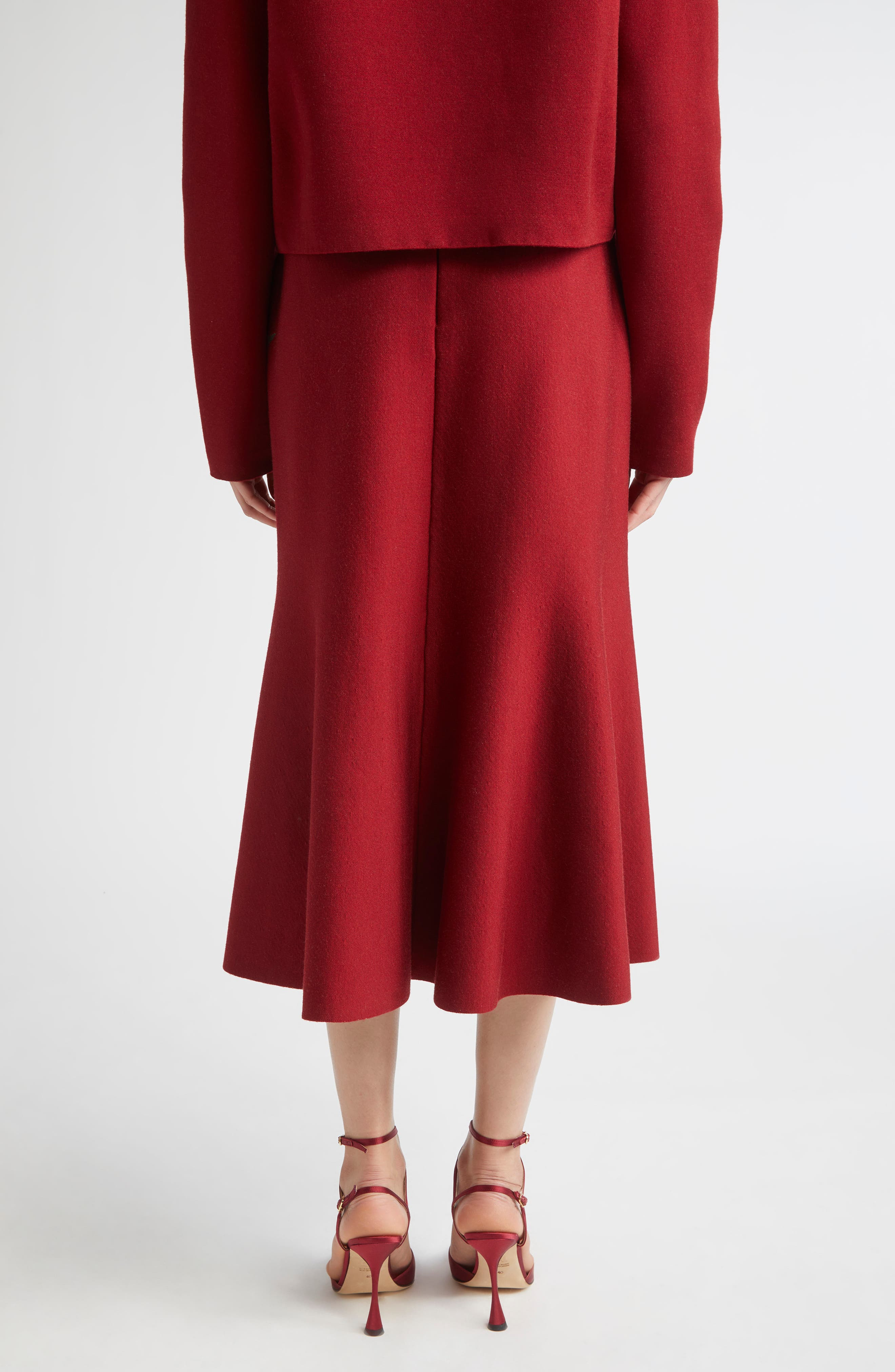 Carolina Herrera Floral Jacquard Flared Skirt in Garnet Multi at Nordstrom - 2