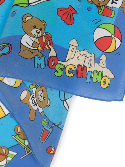 Moschino Teddy-Bear-print silk scarf outlook