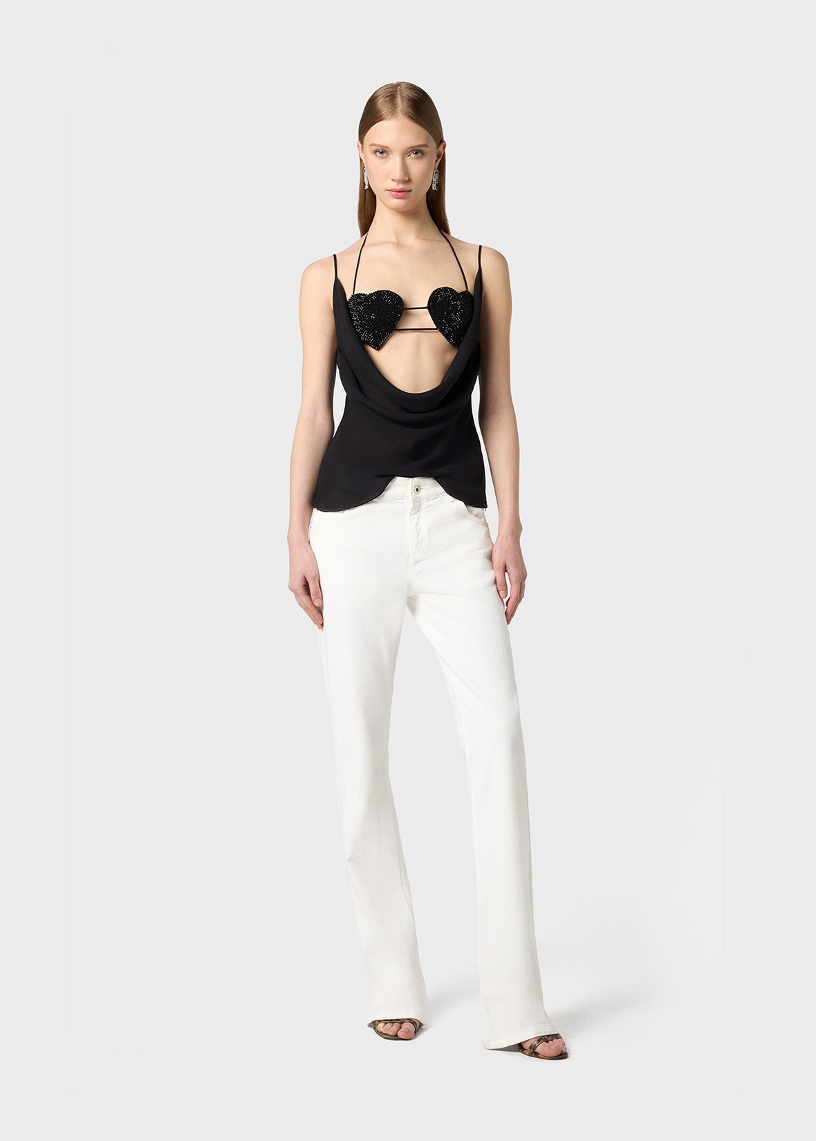 GEORGETTE TOP WITH RHINESTONE HEARTS - 2