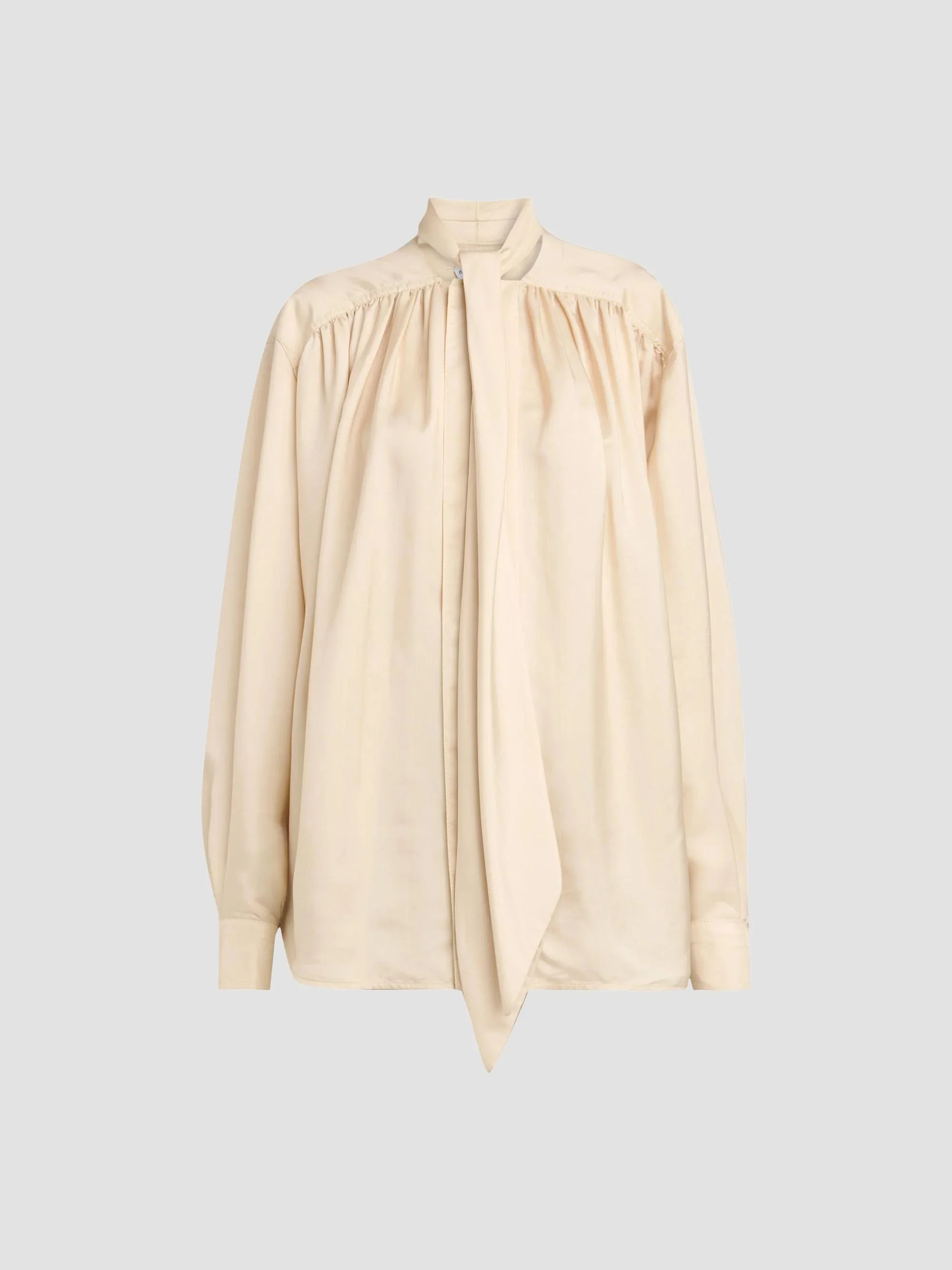 Women's Scarf-Neck Silk Blouse - Prosecco - 1