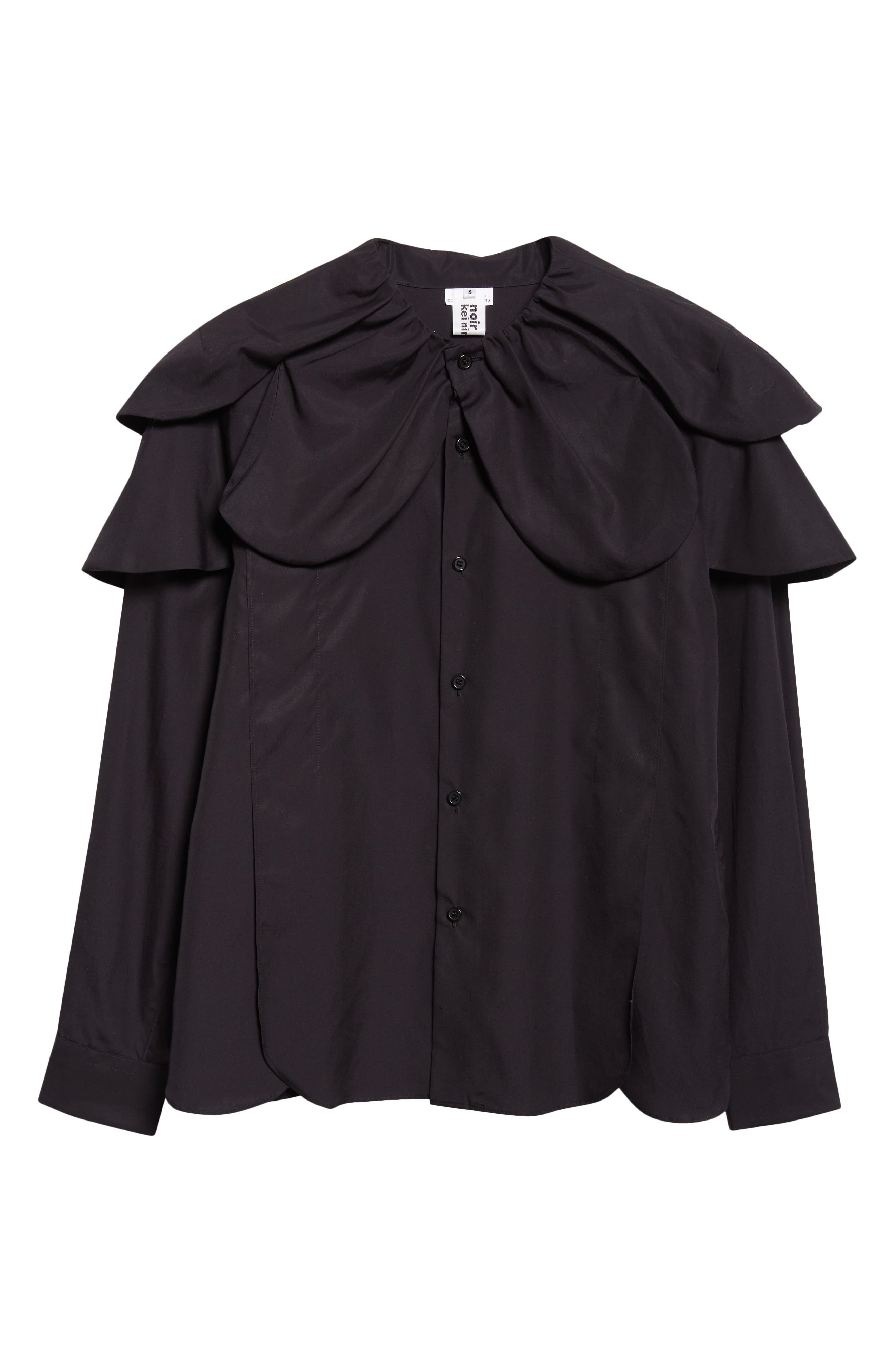 Noir Kei Ninomiya Petal Collar Cotton Broadcloth Button-Up Shirt in Black at Nordstrom - 5
