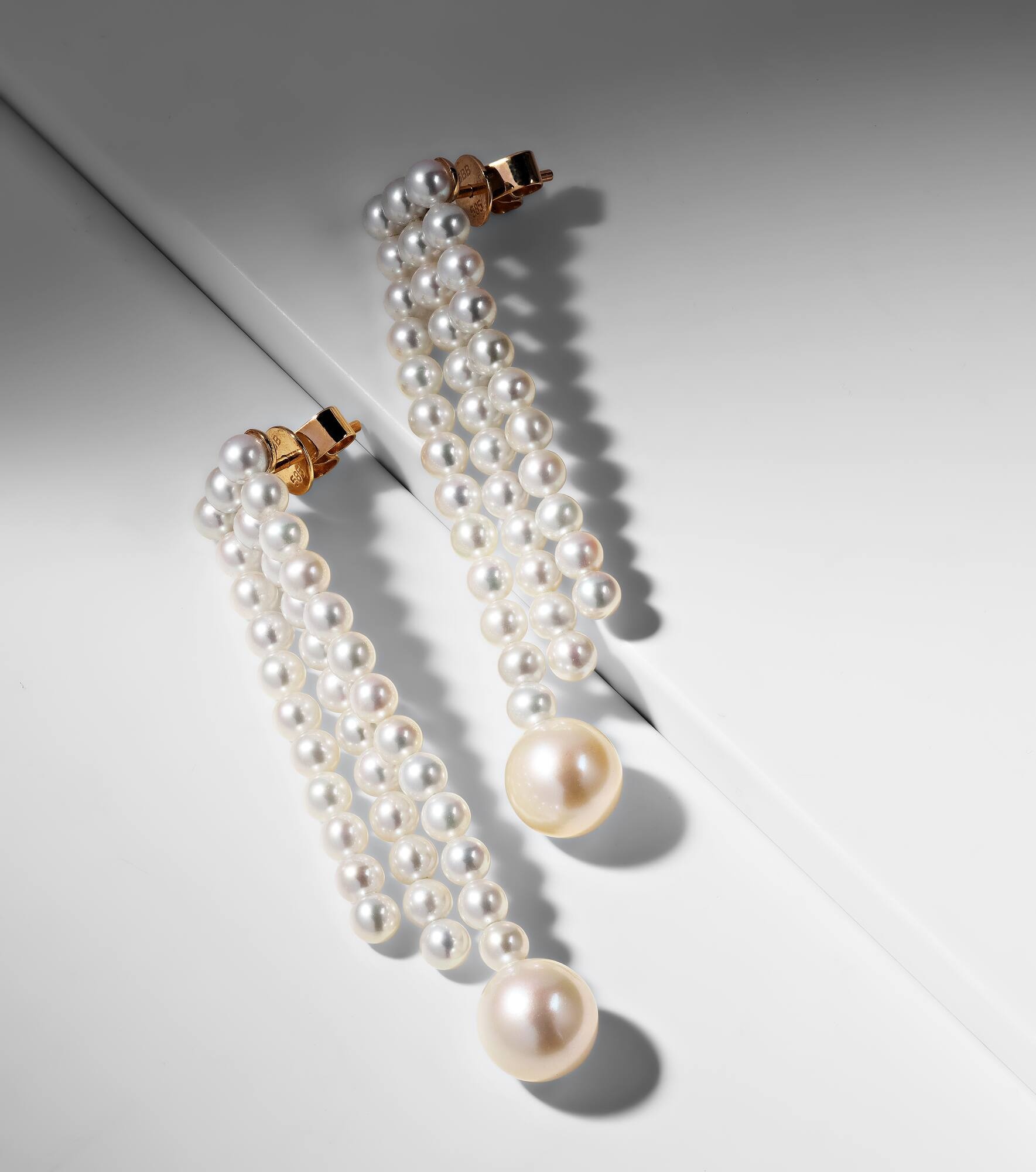 La Valse 14kt gold earrings with pearls - 5