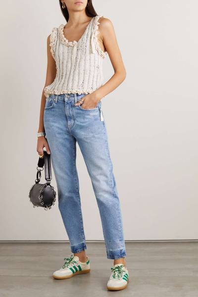 Off-White Corporate distressed high-rise slim-leg jeans outlook