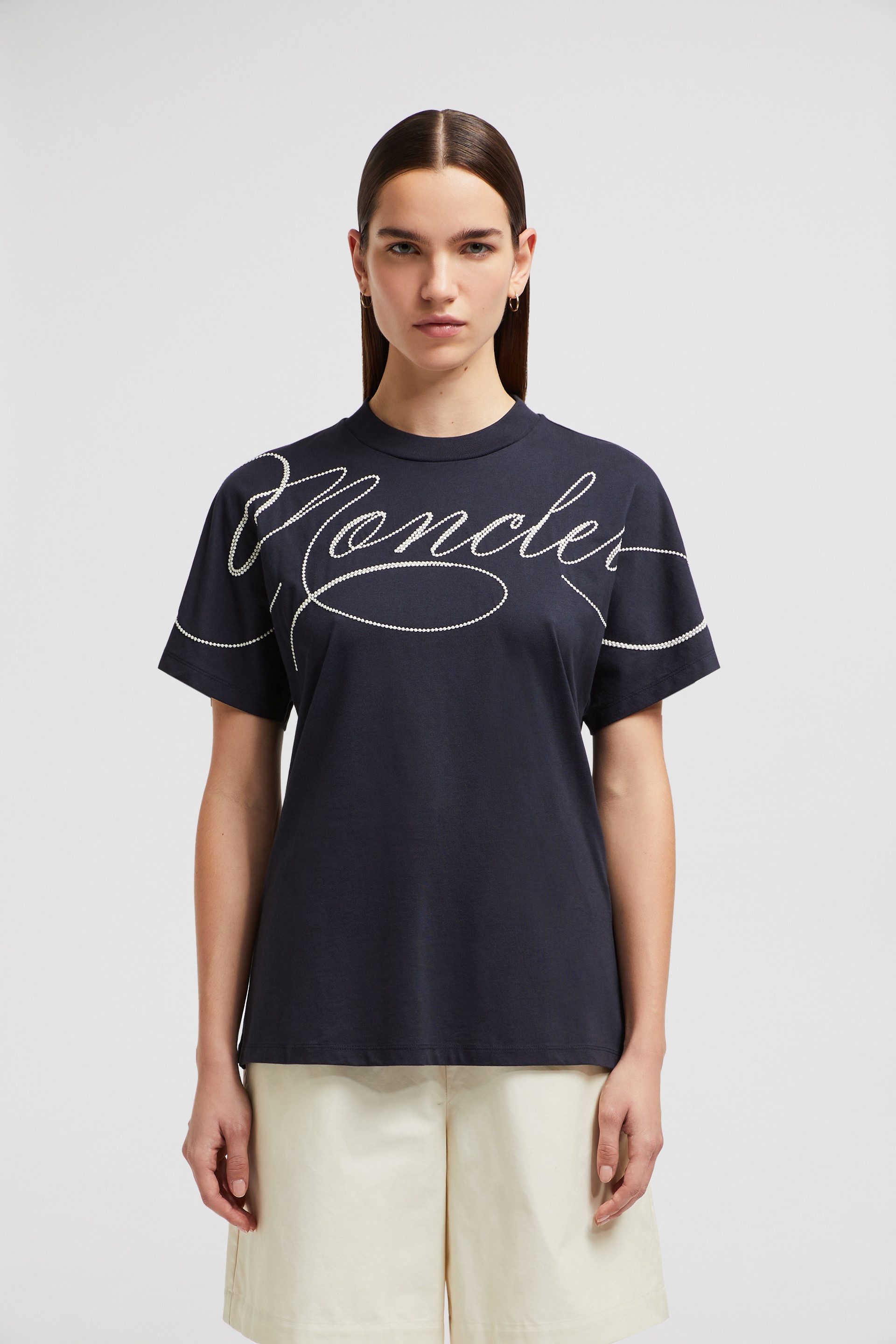 Embroidered Cursive Logo Cotton T-Shirt - 3