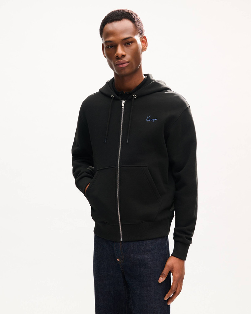KENZO 'KENZO Signature' embroidered zip up hoodie in cotton outlook