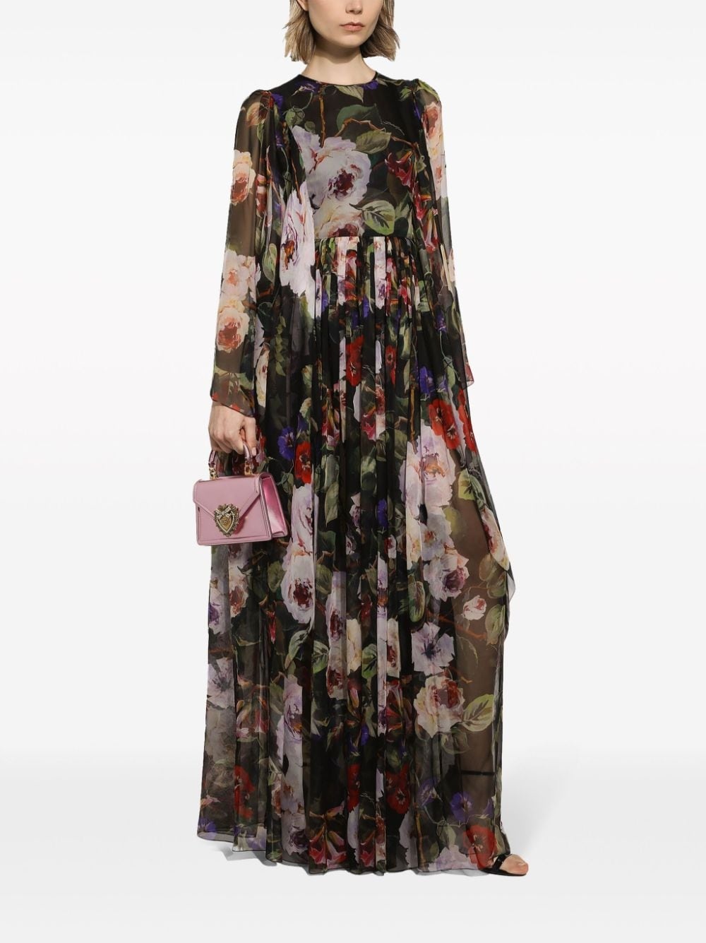 floral-print silk maxi dress - 2