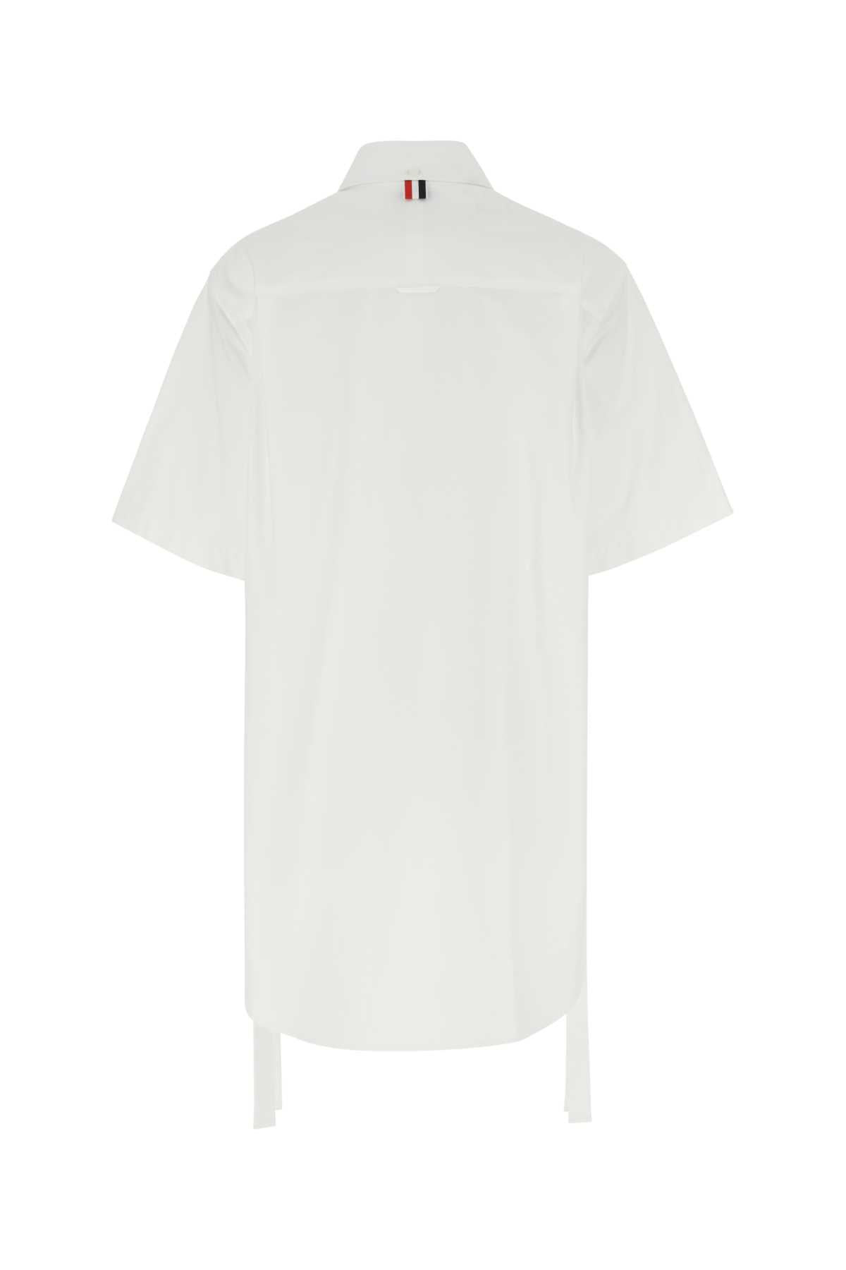Thom Browne Women White Poplin Shirt Mini Dress - 2
