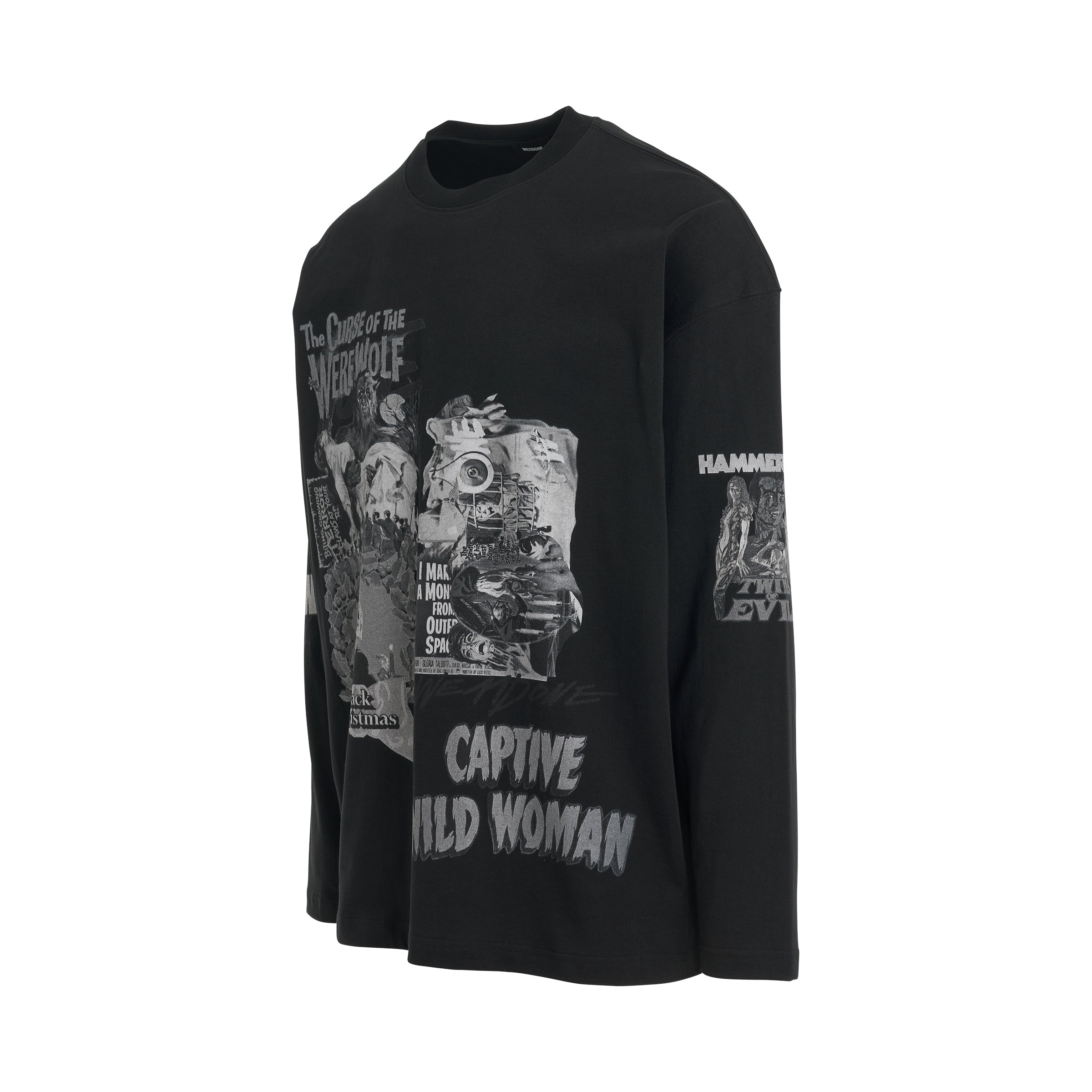 Horror Collage Long-Sleeved T-Shirt in Black - 2