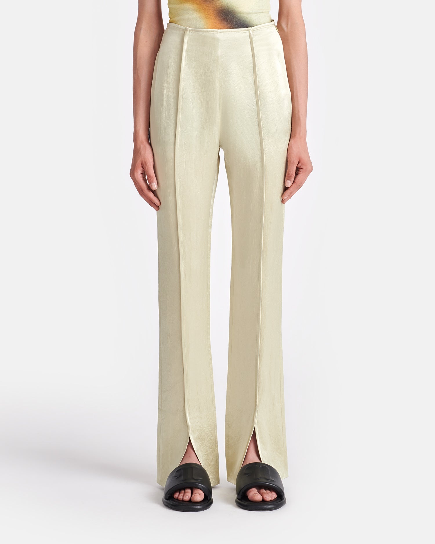 Crinkled-Satin Slim-Leg Pants - 4