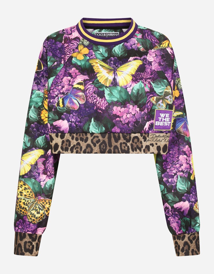 Round-neck jersey sweatshirt with butterfly print - 3