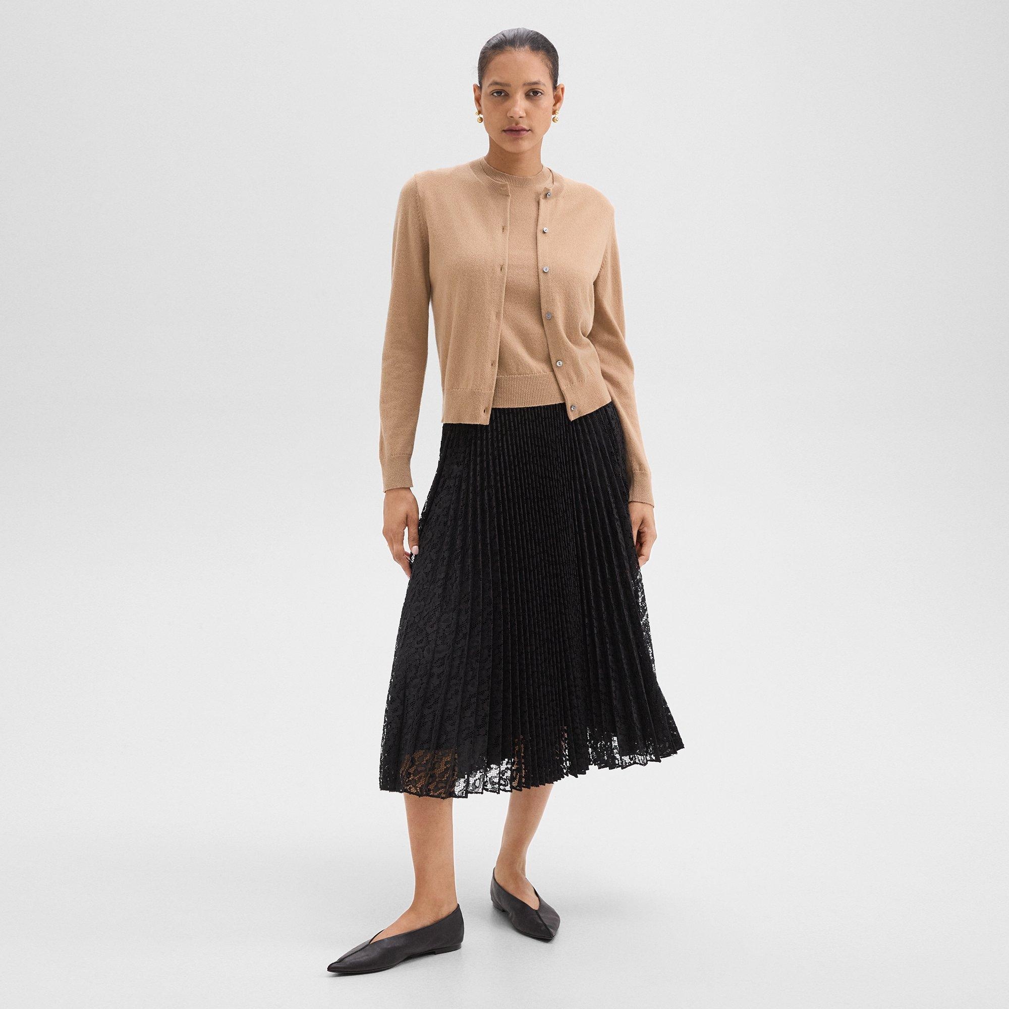 Pleated Midi Skirt in Leopard Lace - 2