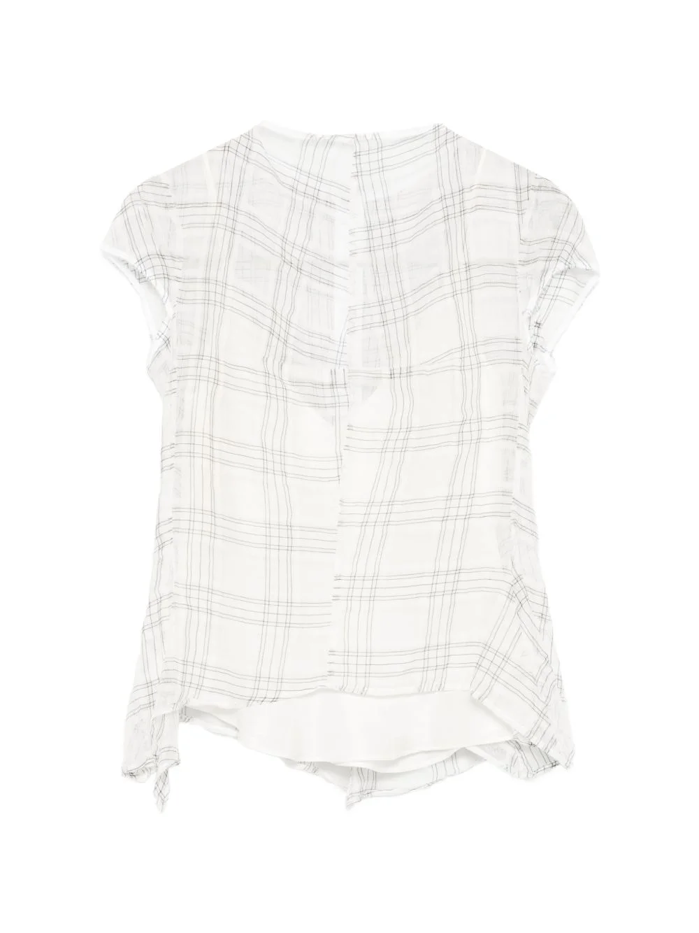 check-pattern sheer blouse - 1