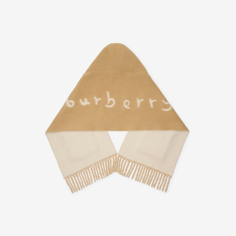 Burberry Logo Alpaca Wool Blend Hooded Scarf outlook