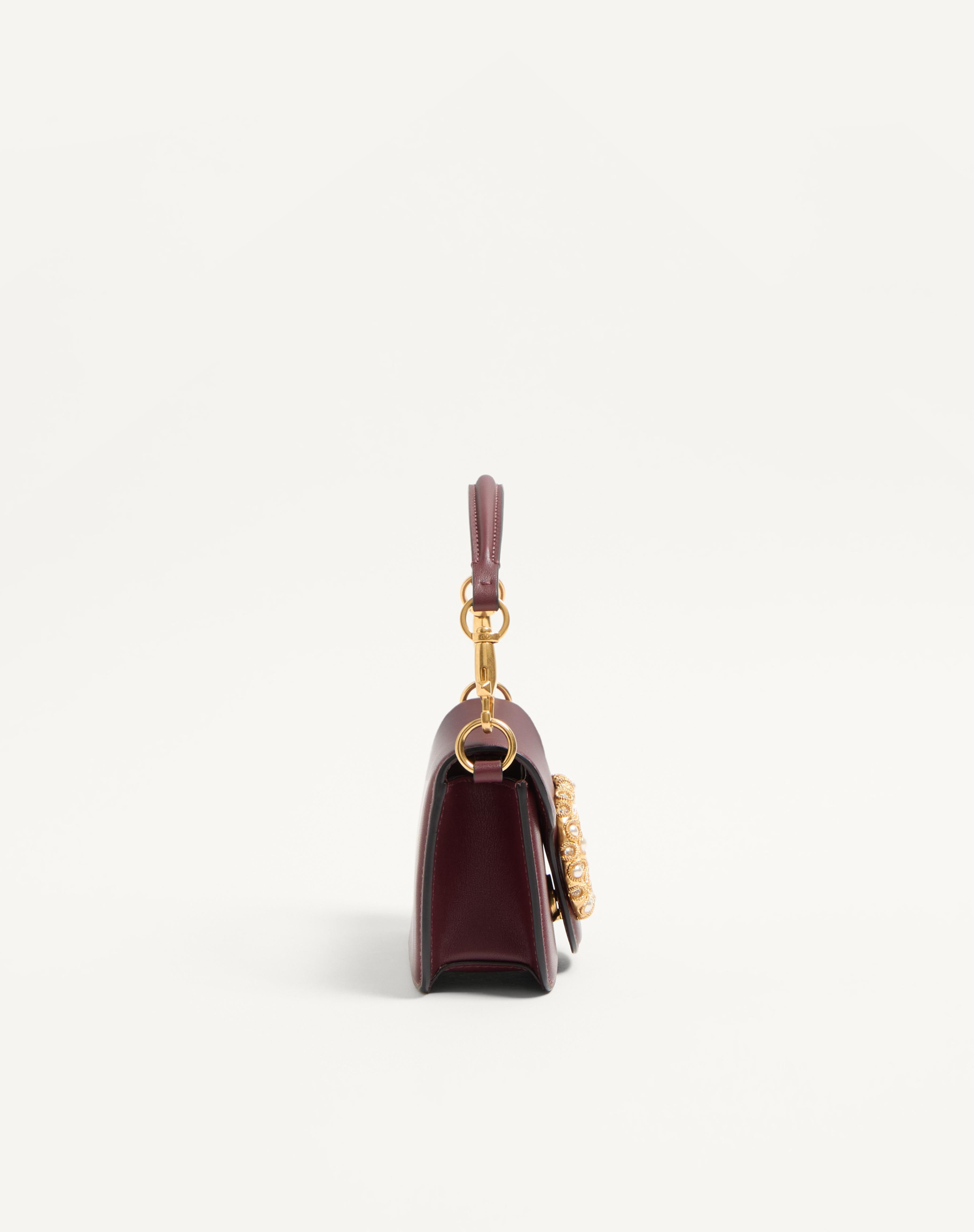 VALENTINO GARAVANI LOCÒ SMALL SHOULDER BAG IN CALFSKIN WITH JEWEL LOGO - 4