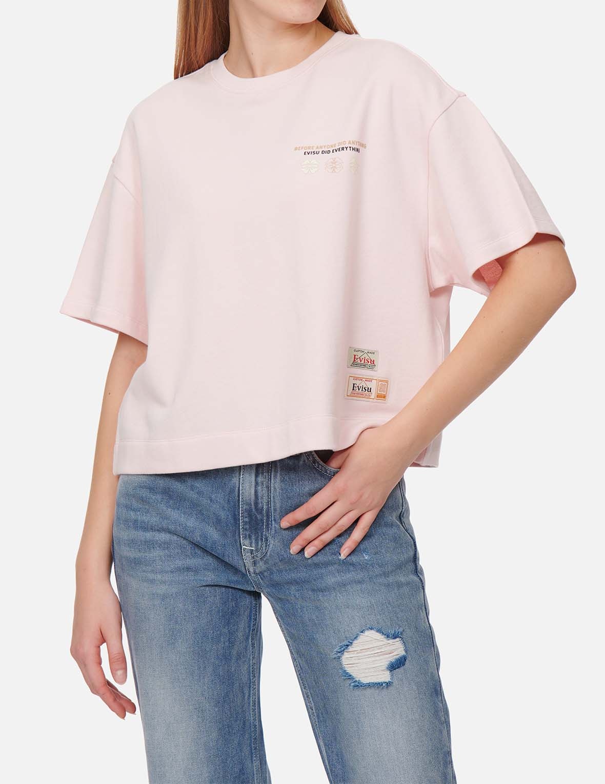KAMON AND LOGO PRINT DROP-SHOULDER CROPPED SWEATSHIRT - 4