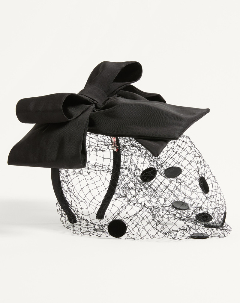VLOGO SIGNATURE HEADBAND WITH BOW AND VEIL IN SILK AND VELVET 1