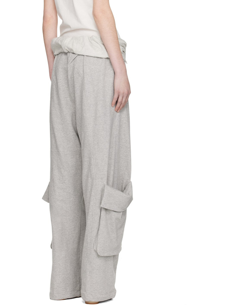 Gray Rolled Waist Sweat Cargo Pants 3