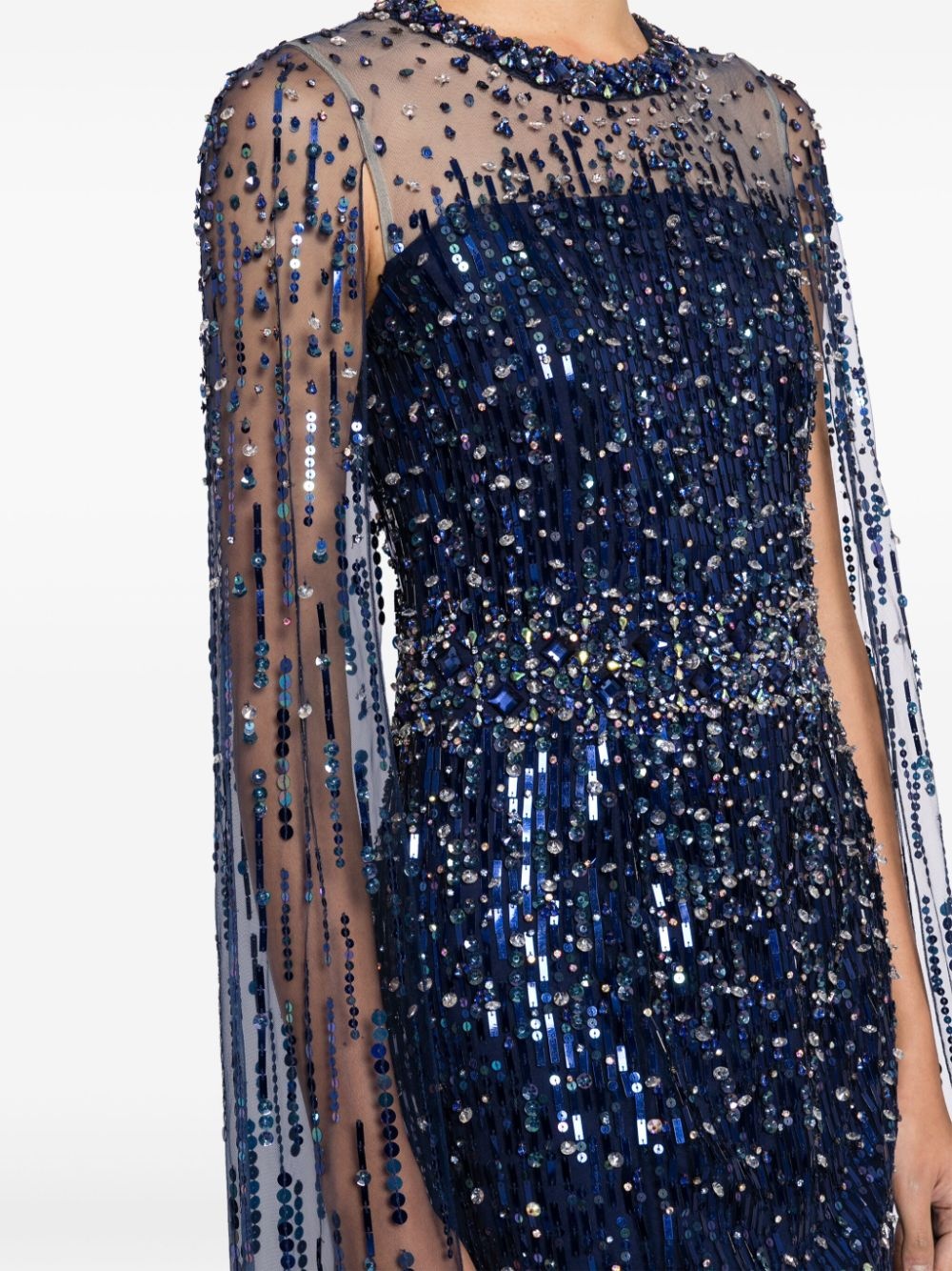 Lux crystal-embellished cape gown - 5