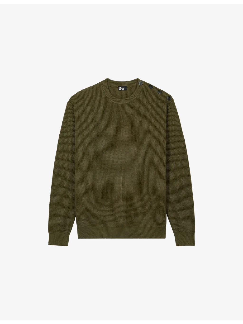 Waffle-Texture Knitted Cotton Jumper - 1