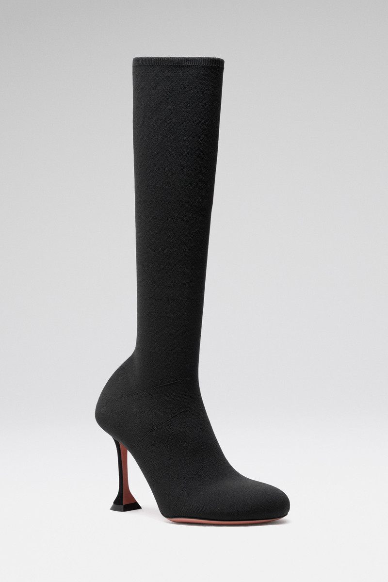 Amina Muaddi VENEDA STRETCH BOOT BLACK FINE KNIT outlook
