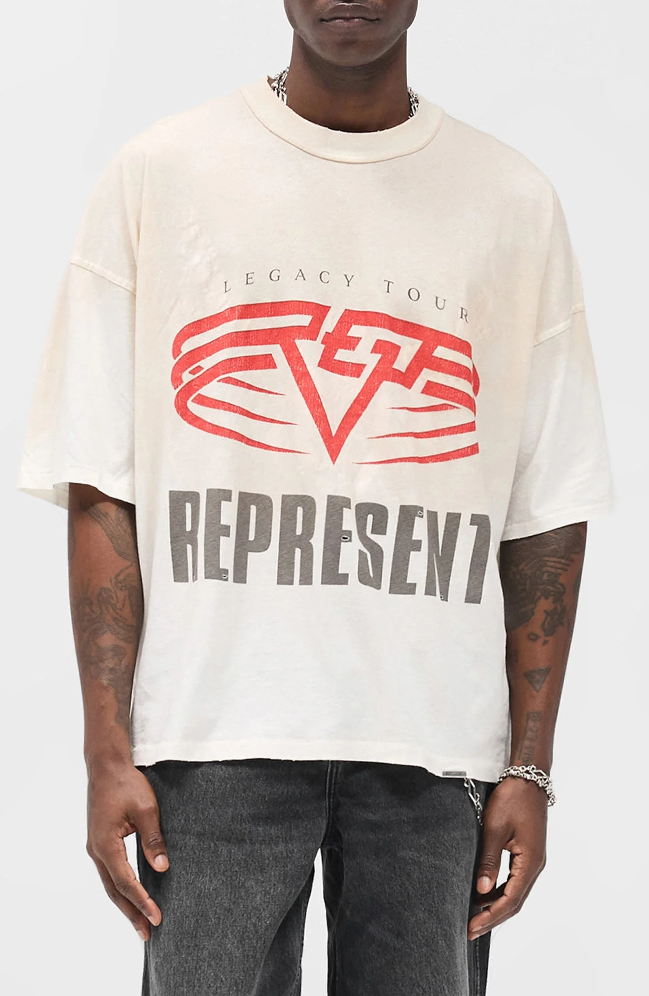 Represent Living Legacy Cotton & Hemp Reversible Graphic T-Shirt in Washed Ecru at Nordstrom - 1